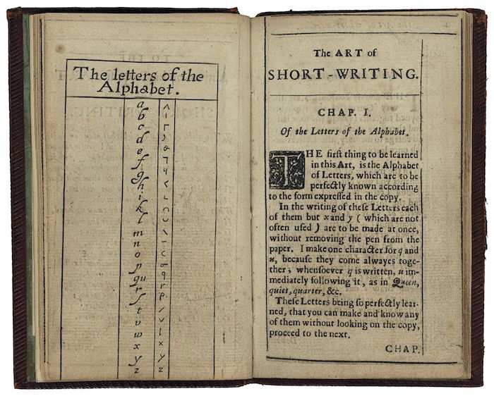 Page from Tachygraphy, by Thomas Shelton, 1674. Folger Shakespeare Library. Public Domain.