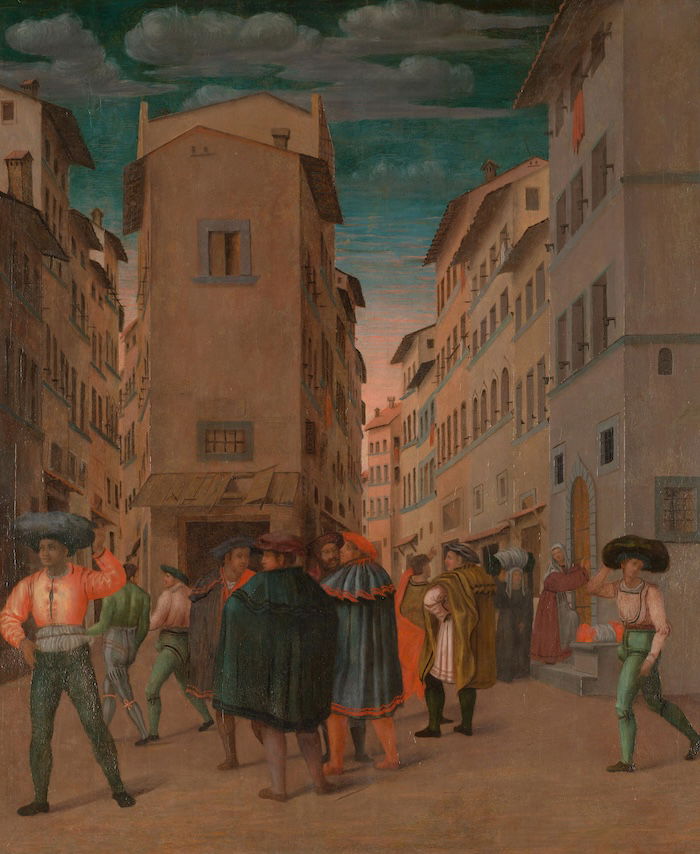 A Florentine street scene, anonymous artist, c.1540-60. Rijksmuseum. Public Domain.