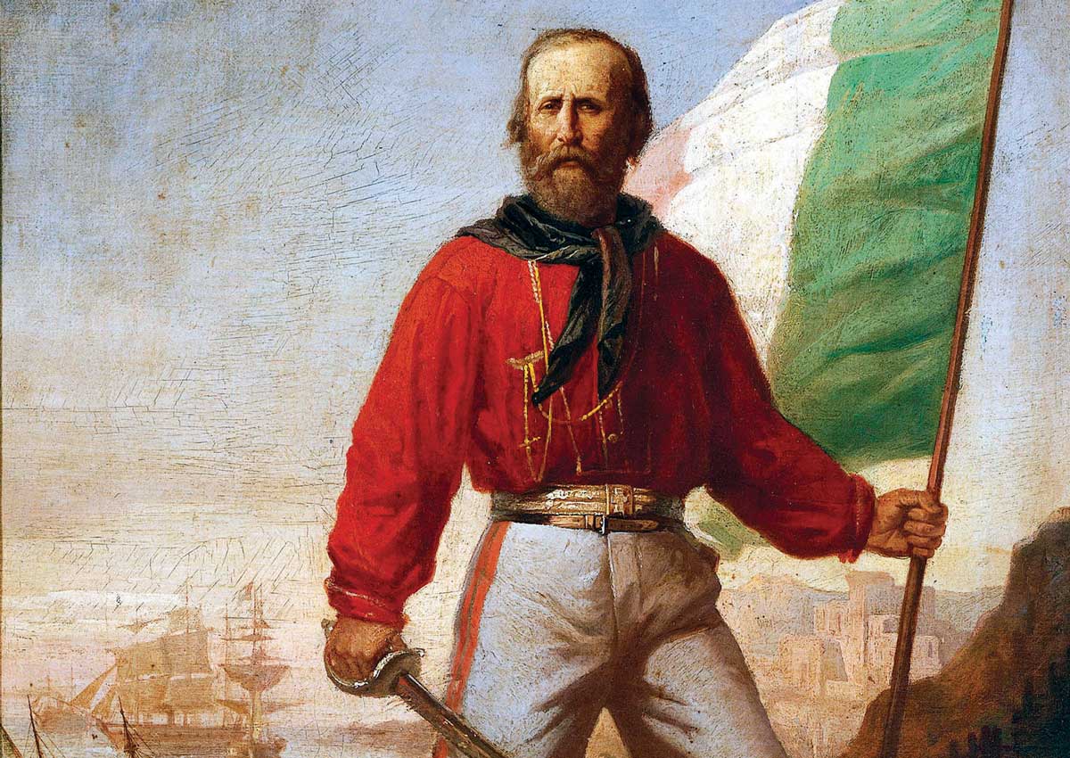 Giuseppe Garibaldi during the landing of the Thousand  at Marsala, 11th May 1860, by Gerolamo Induno,  19th century.