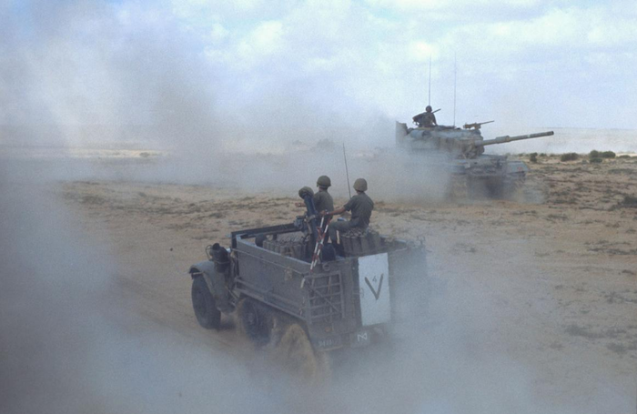 Israeli Defence Force armour unit crosses into Sinai on Day Six of the Six Day War, 1967. National Library of Israel (CC BY).