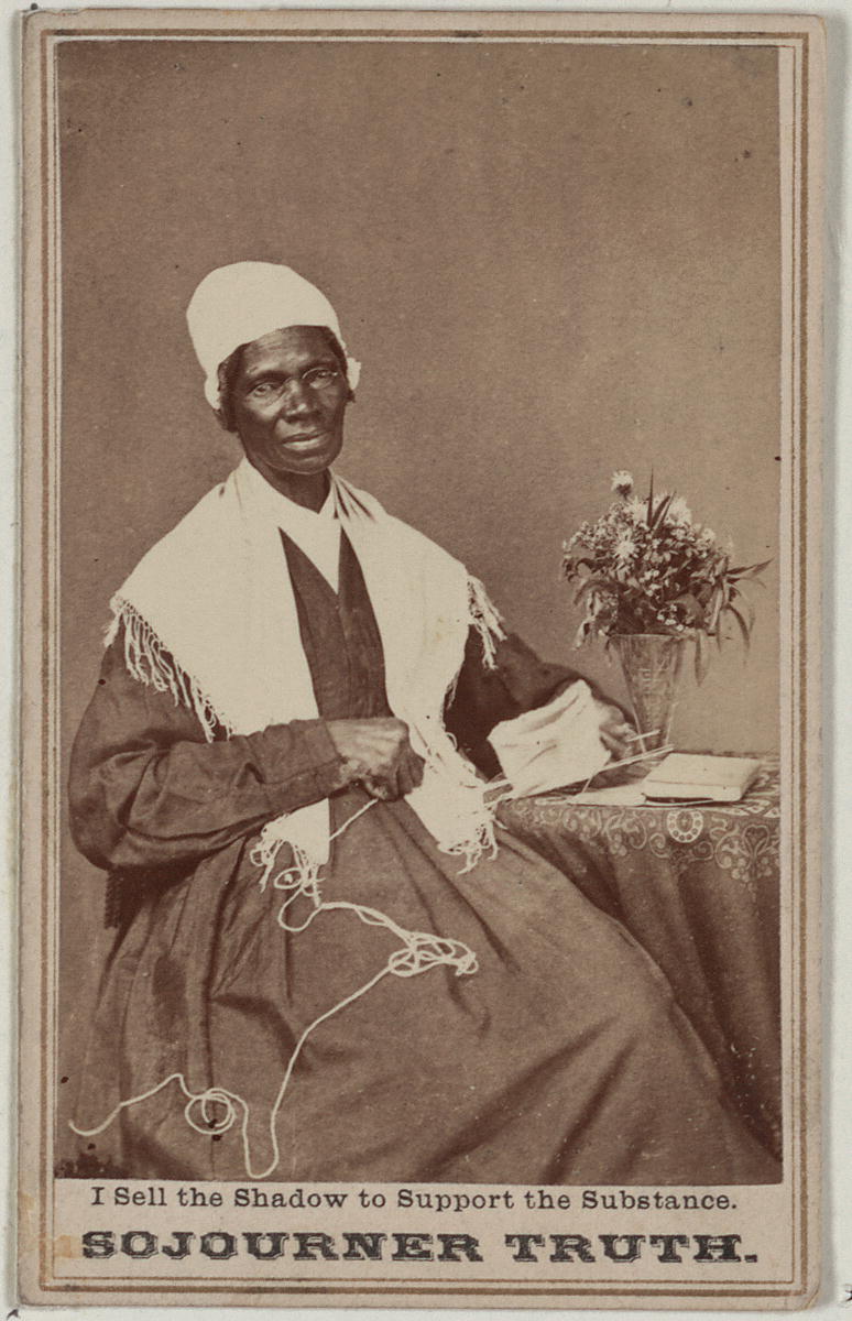 Africa-American abolitionist and civil rights campaigner Sojourner Truth, c. 1864. Library of Congress. Public Domain.