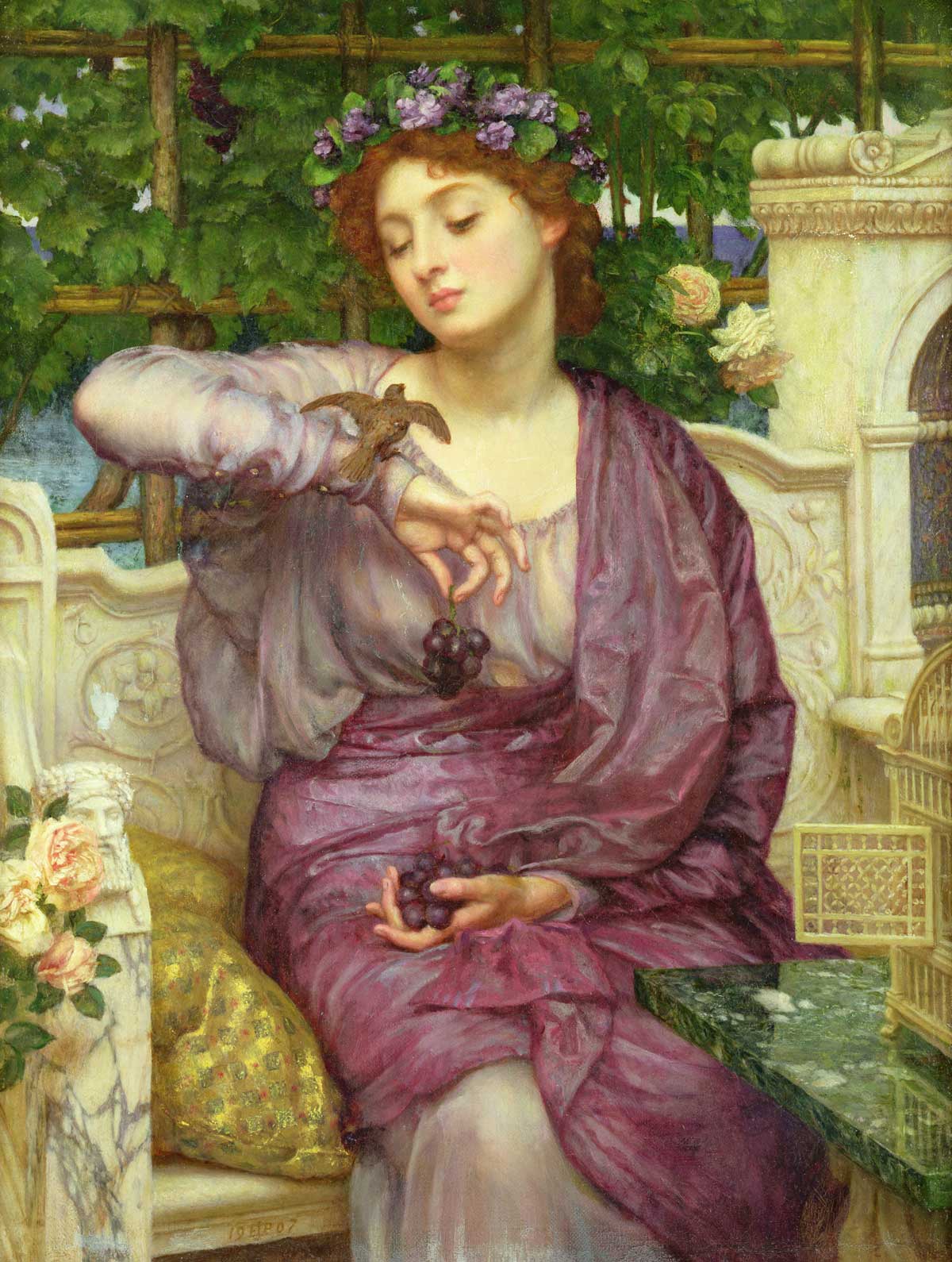 Lesbia and her Sparrow, by Edward John Poynter, British, 1907.