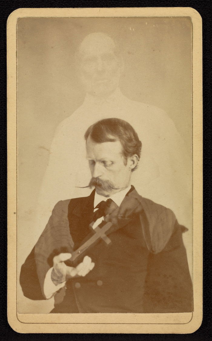 Harry Gordon and a spectral figure, William H. Mumler, c.1869-78. J. Paul Getty Museum, Los Angeles. Public Domain.