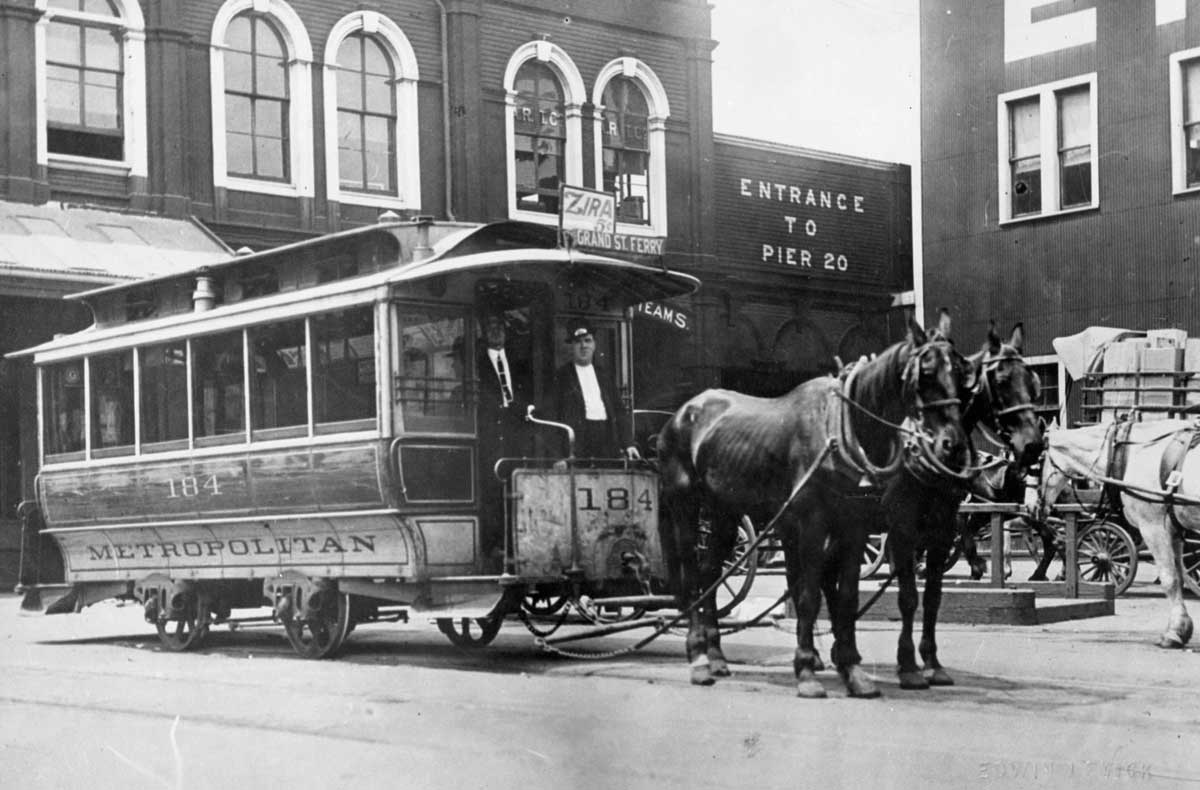 A New York streetcar, c.1890.