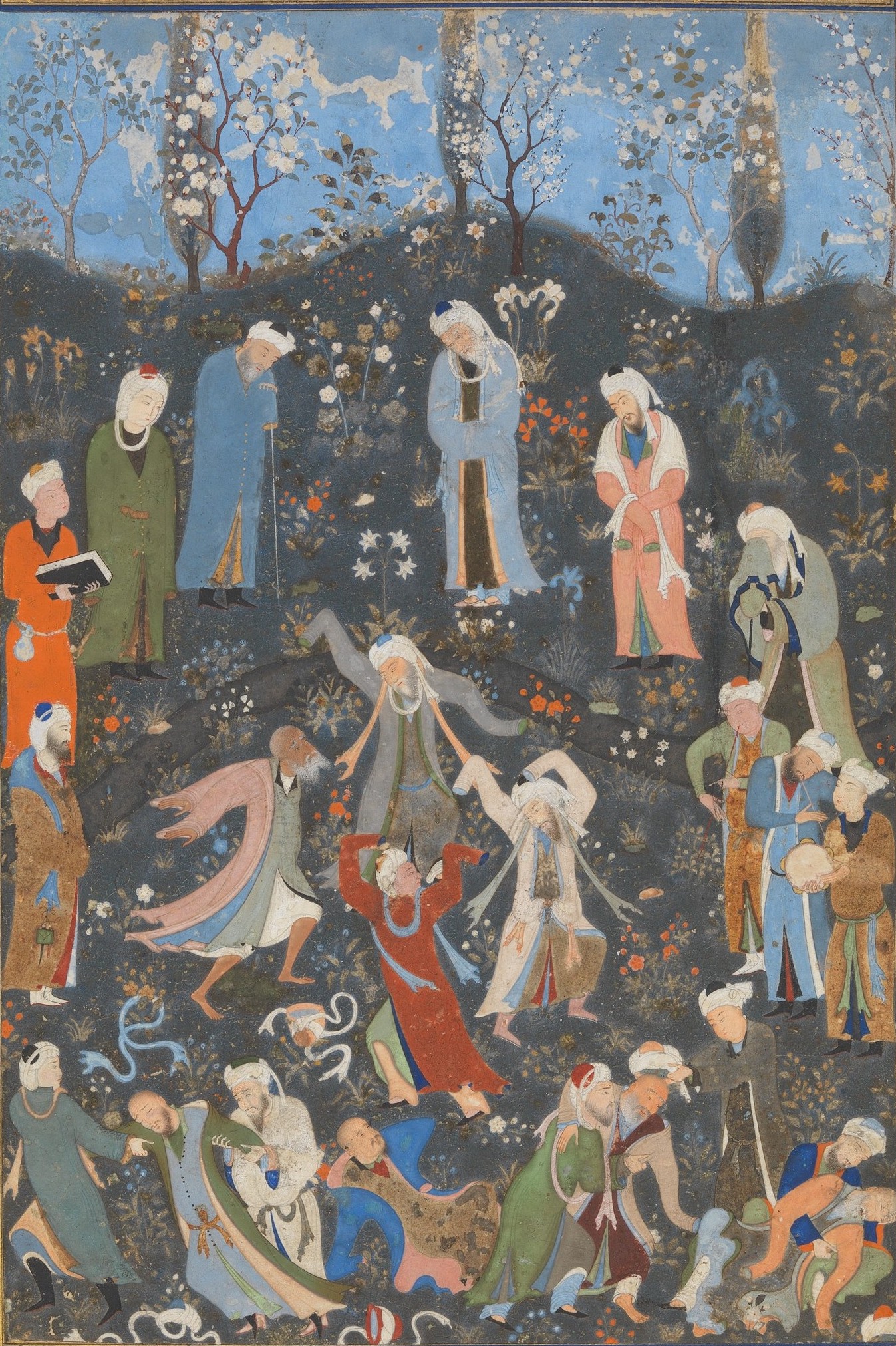 Dancing Sufi dervishes from the Divan of Hafiz, c. 1480. Metropolitan Museum of Art. Public Domain.