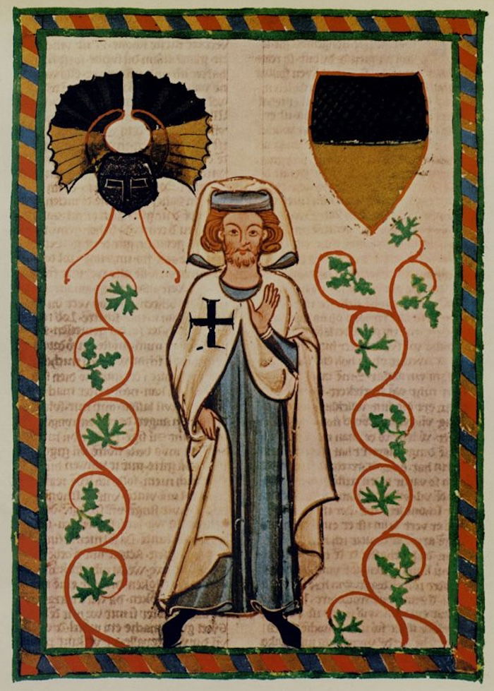 The legendary German knight Tannhauser in the robes of a Teutonic Knight, Codex Manesse, c.1310. Digital Memory of Catalonia. Public Domain.