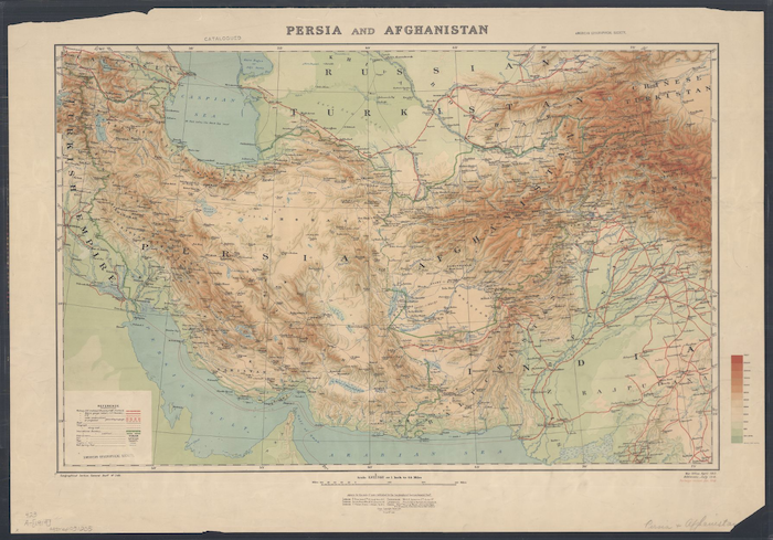 Map of Persia and Afghanistan, 1919. American Geographical Society Library, University of Wisconsin-Milwaukee. Public Domain.