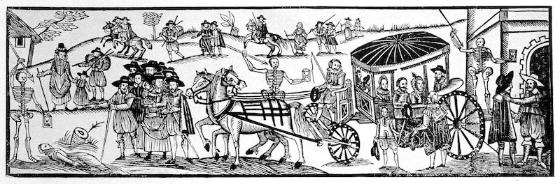 Londoners flee the plague, from The Plague in Shakespeare’s London, 1928. Wellcome Collection. Public Domain.