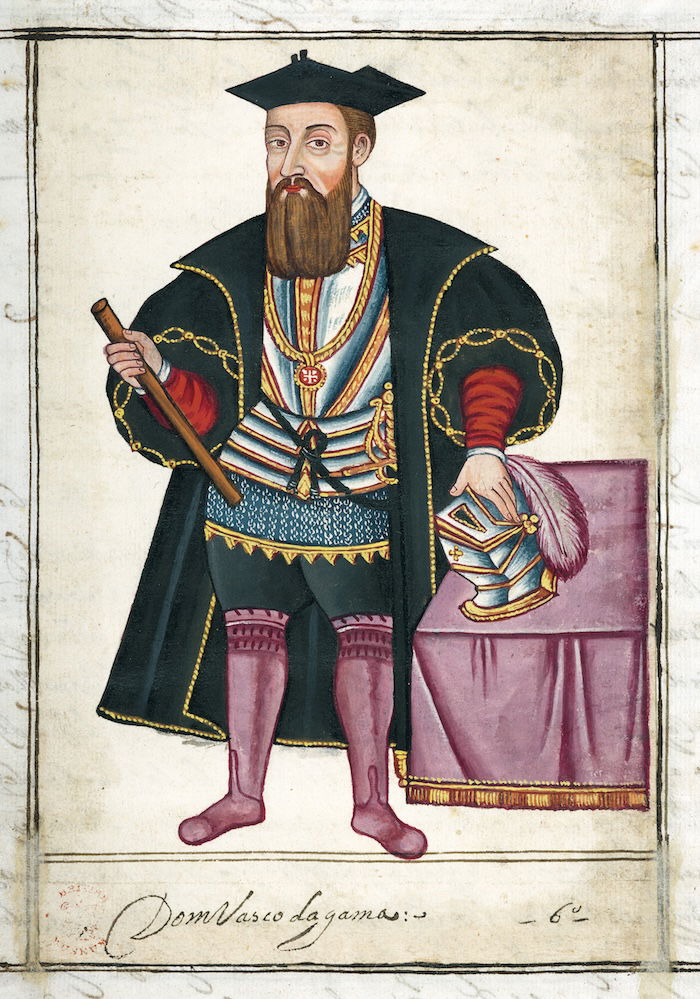 Vasco da Gama, from the Livro do Estado da India Oriental, by Pedro Barreto de Resende, 1646.