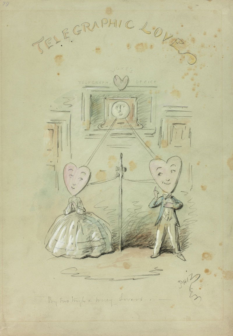 Telegraphic Love, Hablot Knight Browne, 19th century. Art Institute of Chicago. Public Domain.