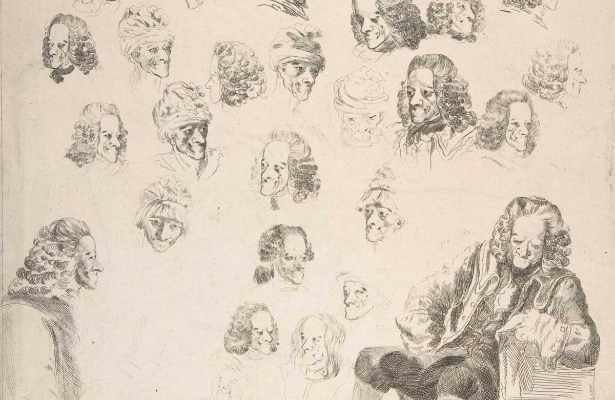 Sketches of Voltaire at Age Eighty-One 1775 baron Dominique Vivant Denon 