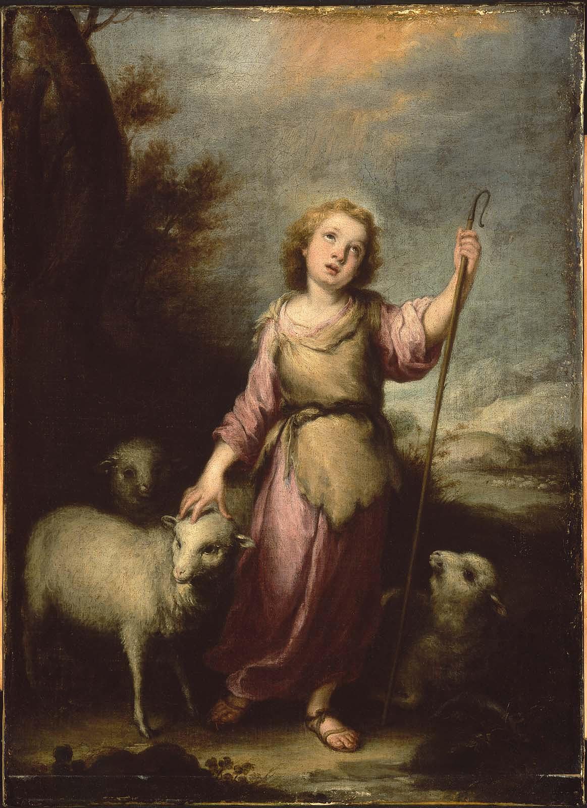 The Young Christ as the Good Shepherd by Bartolomé Esteban Murillo, c. 17th century. MFA Boston. Public Domain.