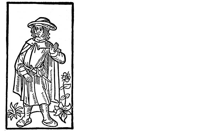 The very image of a poet: a woodcut of Villon, from the first edition of 'Le Grand Testament', 1489