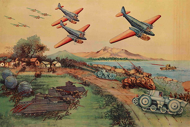 Big tank battle (detail) Poster; Made in Shanghai. Ink and colour on paper © The Trustees of the British Museum