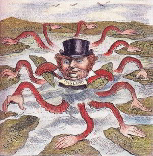 Cartoon of John Bull as an imperial octopus, 1888