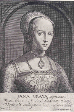 Lady Jane Grey, engraving published 1620, possibly based on an earlier painting