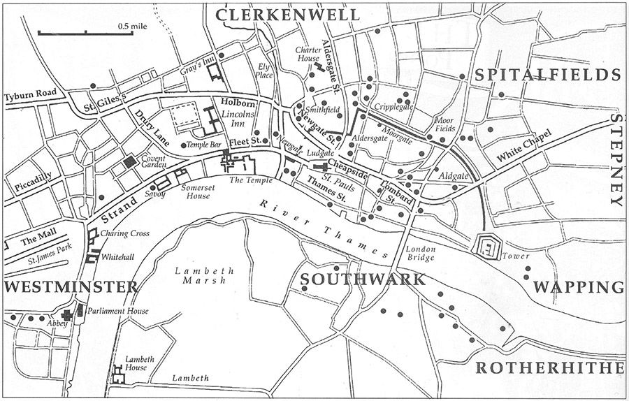 Rich pickings: a map showing the distribution of the Conventicles in 1683, targets for the gang's activities.