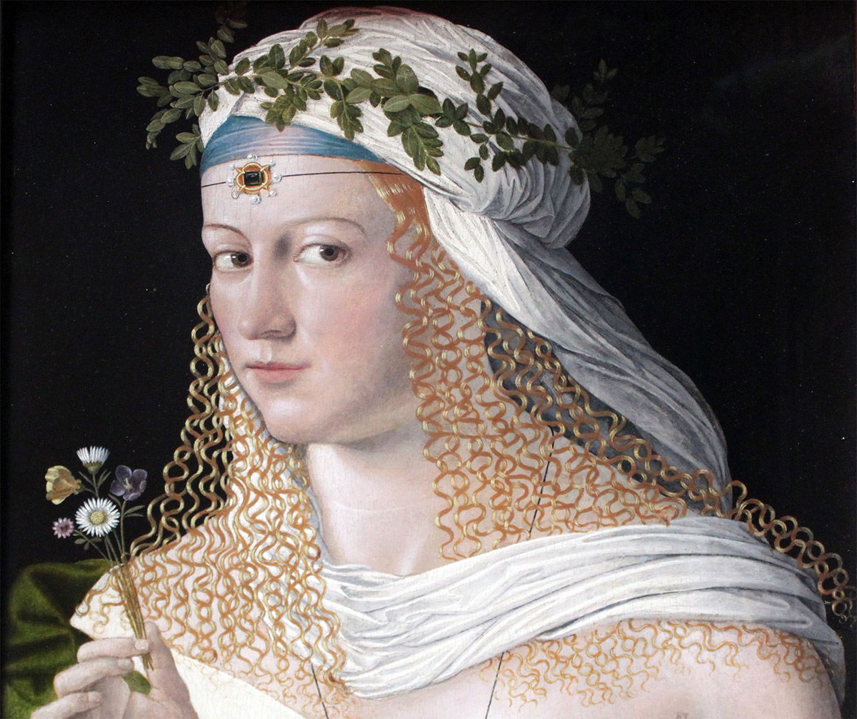 Portrait of a Woman by Bartolomeo Veneto, traditionally assumed to be Lucrezia Borgia.