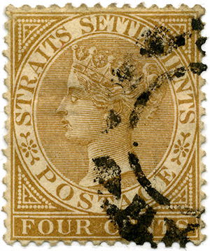  Postage stamp of the Straits Settlements from 1883.