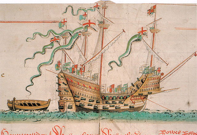 The Mary Rose as depicted in the Anthony Roll. 