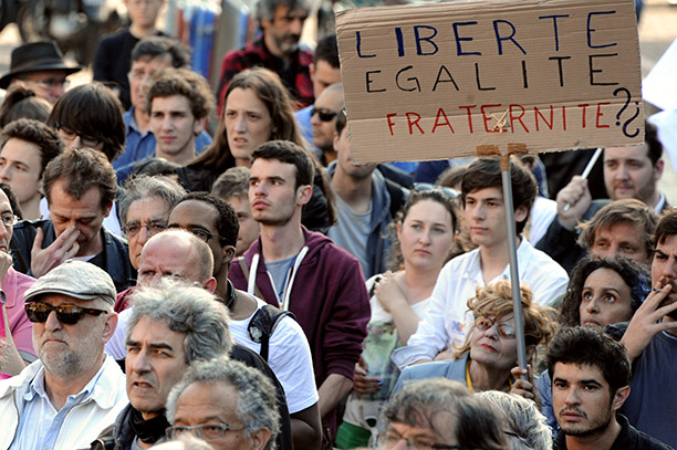 Seeking an answer: demonstrators gather in Toulouse on June 6th, 2013 following the attack on Clément Méric the previous day. Getty Images/AFP