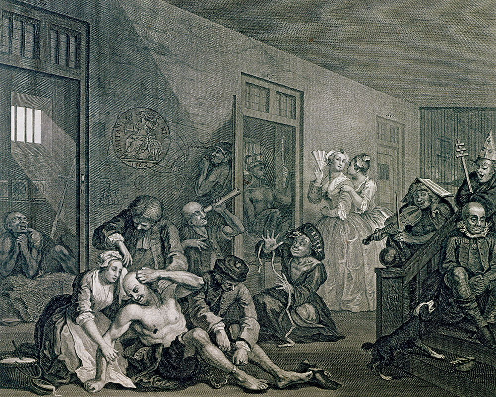 ‘The Rake in Bedlam’, from Hogarth’s  A Rake’s Progress, 1763. 