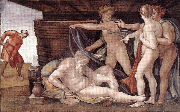 'The Drunkenness of Noah', a fresco by Michelangelo