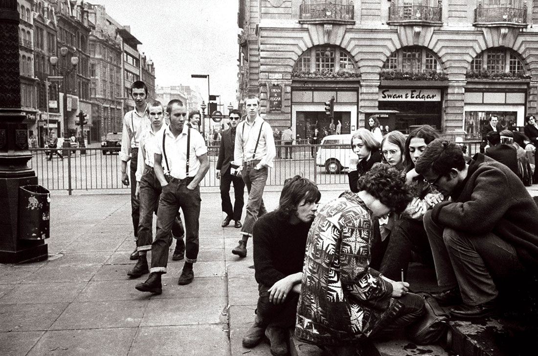 Skinheads, Piccadilly Circus, 1969.
