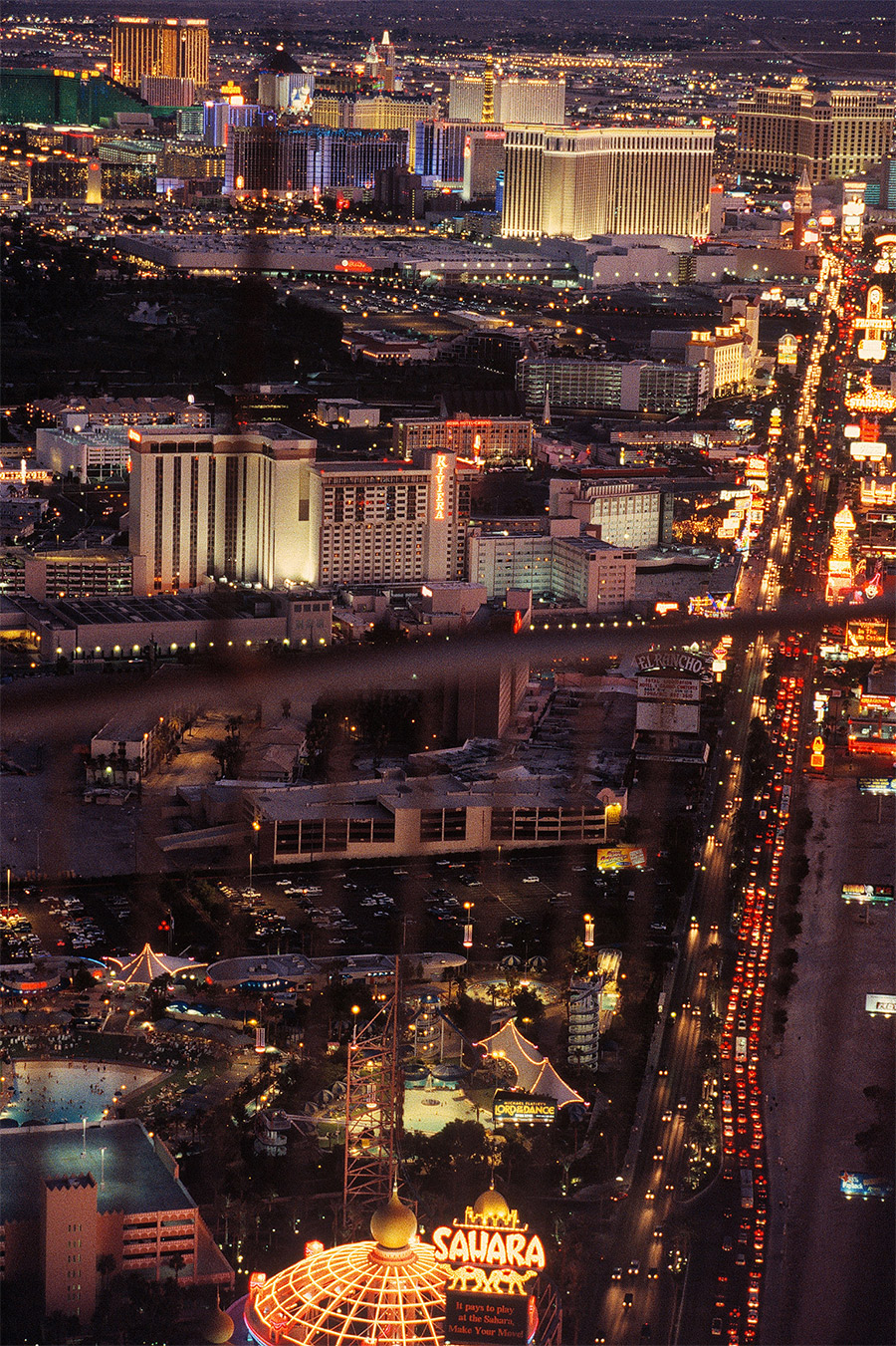 The strip at night, Las Vegas, Rene Burri, 2000.