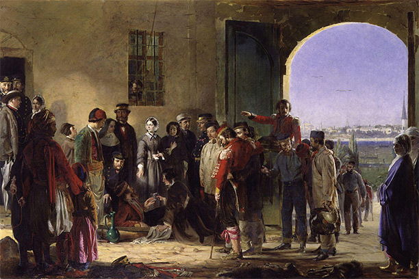  "Nightingale receiving the Wounded at Scutari", a portrait by Jerry Barrett