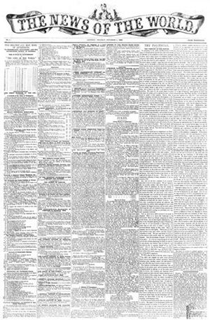 Front page of the first issue of the News of the World