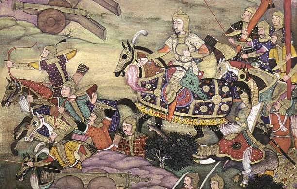 Detail from the first Battle of Panipat, 1526, fought between Babur and Ibrahim Lodi. AKG Images/National Museum of India, New Delhi.