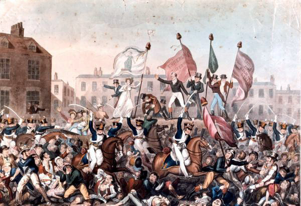  A painting of the Peterloo Massacre published by Richard Carlile