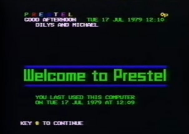 Screenshot of Prestel in use