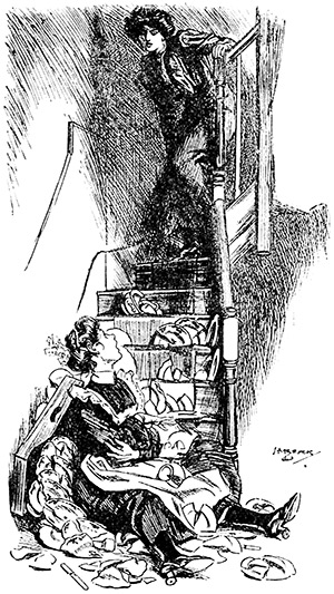 Upstairs, downstairs: a lady comes to the aid of her serving girl. A satire from 