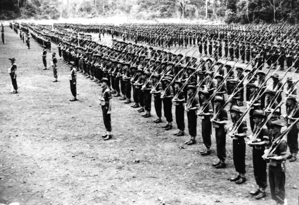 Australian soldiers on parade in New Guinea, c.1944