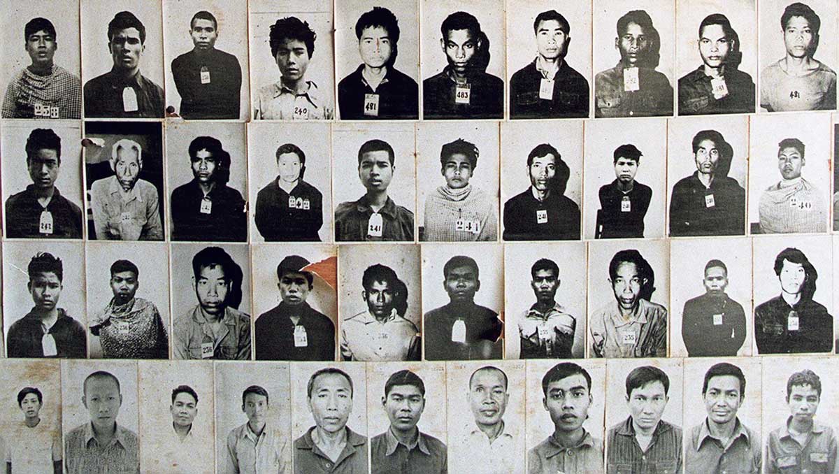 Victims of Cambodia’s ‘Killing Fields’ at the Tuol Sleng Genocide Museum, Phnom Penh © Manuel Ceneta/AFP/Getty Images.
