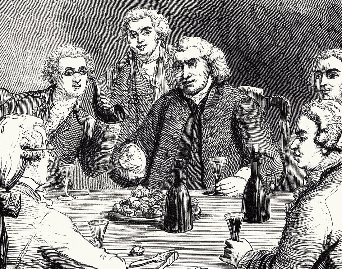 Dr Johnson and his friends, 19th-century engraving.