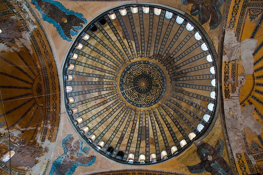 Ceiling mosaics and pendentives of Hagia Sophia in Istanbul.