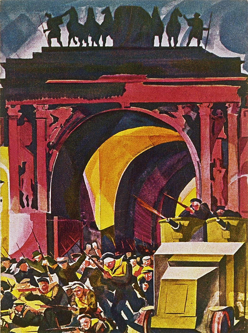 Russian poster depicting the October Revolution, 1917.