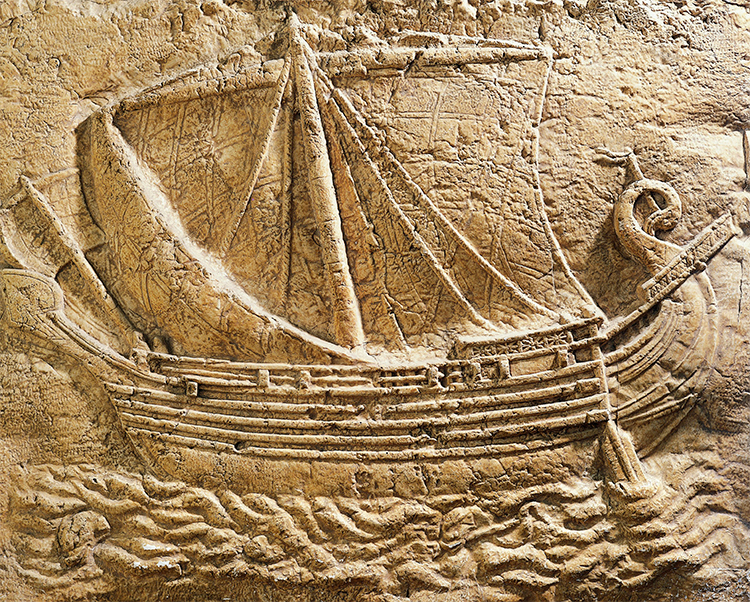 Relief portraying a Phoenician merchant ship, fourth century BC.