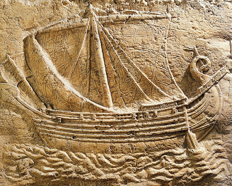 Relief portraying a Phoenician merchant ship, fourth century BC.