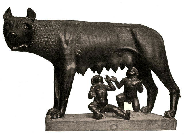  Capitoline Wolf suckles the infant twins Romulus and Remus.