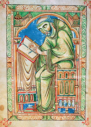 Word of God: Eadwine, the monk, at work on the manuscript of his Psalter, c.1150. Bridgeman/Trinity College Cambridge