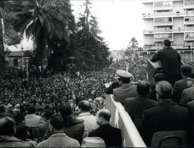 Salvador Allende announces the nationalisation of copper, Rancagua, Chile, 15 July 1971.