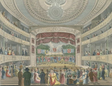 Interior view of the Victoria theatre, then known as the Coburg, c. 1819. Smithsonian Design Museum. Public Domain.