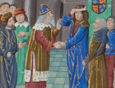 Manuel II Palaiologos meeting with Henry IV, from the St Albans Chronicle, late 15th century. Lambeth Palace Library/Bridgeman Images.