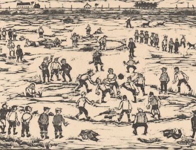 Football players, print by Hank Henriët, 1926. RIjksmuseum. Public Domain.