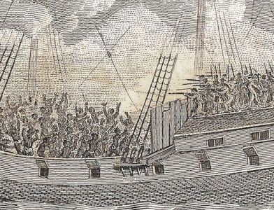‘Representation of an Insurrection on board a Slave-Ship’, by Carl Bernhard Wadström, 1794. Beinecke Library, Yale University. Public Domain.