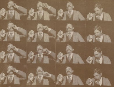 Fred Ott’s Sneeze, an early kinetoscopic film produced by the Edison Manufacturing Company, 1894. Library of Congress. Public Domain.